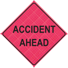Plasticade Legends Super Bright Accident Ahead Sign